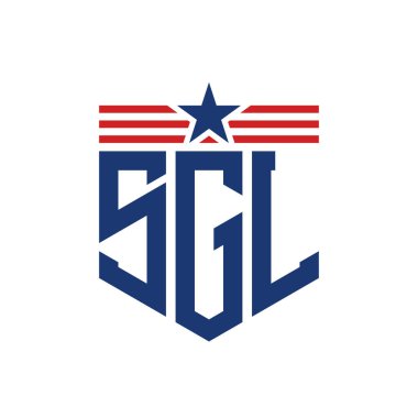 Yıldız ve Amerikan Bayrak Kayışlı Vatansever SGL logosu. USA Flag ile SGL Logosu