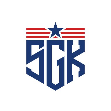 Yıldız ve Amerikan Bayrak Kayışlı Vatansever SGK logosu. USA Flag ile SGK Logosu