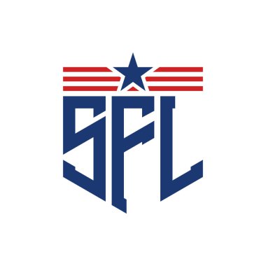 Yıldız ve Amerikan Bayrak Kayışlı Vatansever SFL logosu. USA Flag ile SFL Logosu