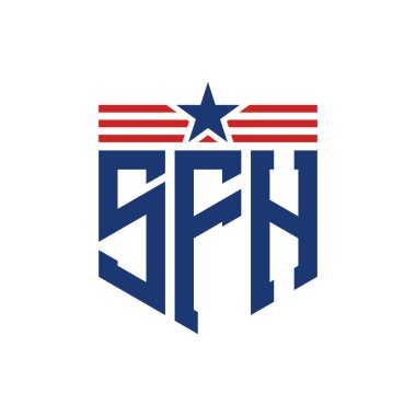 Yıldız ve Amerikan Bayrak Kayışlı Vatansever SFH logosu. ABD Bayrağı ile SFH Logosu