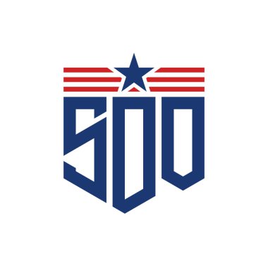 Yıldız ve Amerikan Bayrak Kayışlı Vatansever SDO logosu. USA Flag ile SDO Logosu