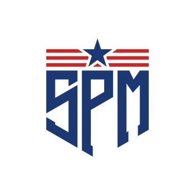 Yıldız ve Amerikan Bayrak Kayışlı Vatansever SPM logosu. USA Flag ile SPM Logosu