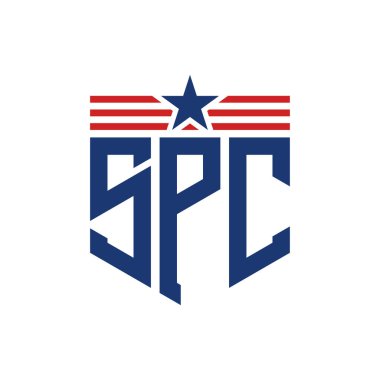 Yıldız ve Amerikan Bayrak Kayışlı Vatansever SPC logosu. USA Flag ile SPC Logosu