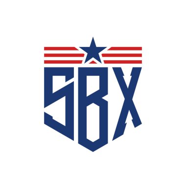 Yıldız ve Amerikan Bayrak Kayışlı Yurtsever SBX logosu. USA Flag ile SBX Logosu