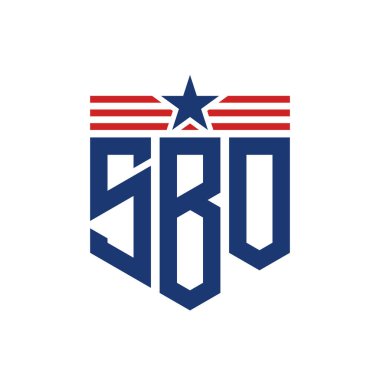 Yıldız ve Amerikan Bayrak Kayışlı Yurtsever SBO logosu. ABD Bayrağı ile SBO Logosu