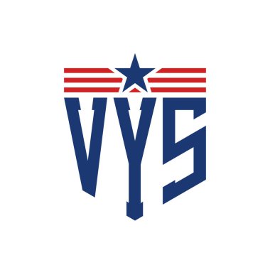 Yıldız ve Amerikan Bayrak Kayışlı VYS Logosu. USA Flag ile VYS Logosu