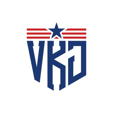 Yıldız ve Amerikan Bayrak Kayışlı VKJ logosu. USA Flag ile VKJ Logosu