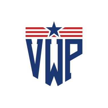 Star ve American Flag Straps 'li Vatansever VWP logosu. ABD Bayrağı ile VWP Logosu