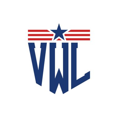 Yıldız ve Amerikan Bayrak Kayışlı VWL logosu. USA Flag ile VWL Logosu