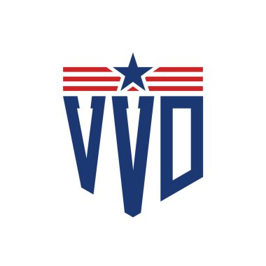 Star ve American Flag Straps 'li Vatansever Vosvot Logosu. ABD Bayrağı ile VVD Logosu