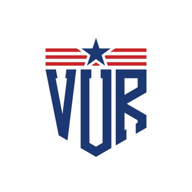 Yıldız ve Amerikan Bayrak Kayışlı VUR logosu. USA Flag ile VUR Logosu