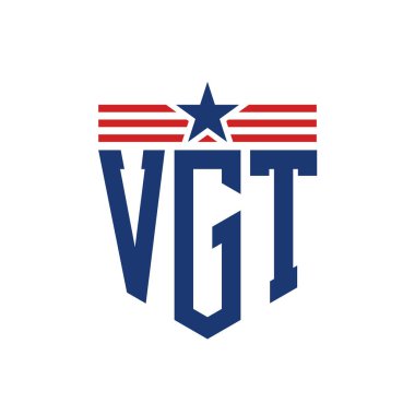 Yıldız ve Amerikan Bayrak Kayışlı VGT logosu. USA Flag ile VGT Logosu