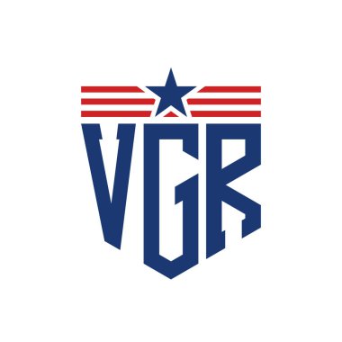 Yıldız ve Amerikan Bayrak Kayışlı Yurtsever VGR logosu. USA Flag ile VGR logosu