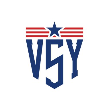 Yıldız ve Amerikan Bayrak Kayışlı VSY logosu. ABD Bayrağı ile VSY Logosu