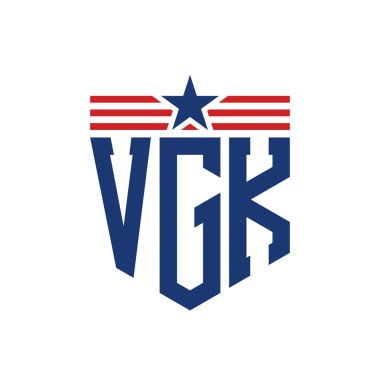 Yıldız ve Amerikan Bayrak Kayışlı VGK logosu. USA Flag ile VGK Logosu