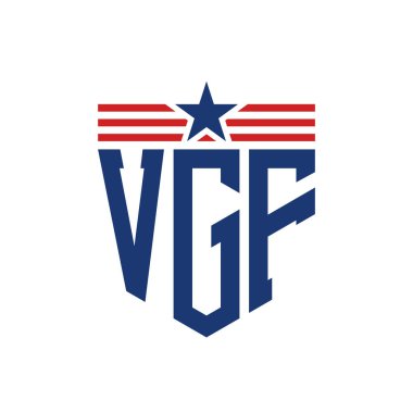 Yıldız ve Amerikan Bayrak Kayışlı VGF logosu. USA Flag ile VGF Logosu