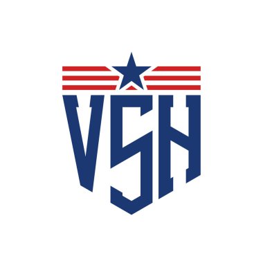 Yıldız ve Amerikan Bayrak Kayışlı VSH logosu. USA Flag ile VSH logosu