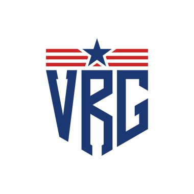 Yıldız ve Amerikan Bayrak Kayışlı VRG logosu. USA Flag ile VRG logosu