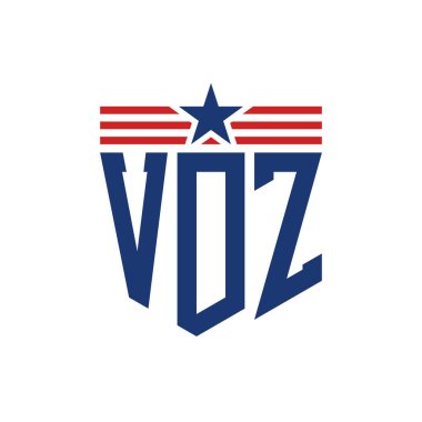 Yıldız ve Amerikan Bayrak Kayışlı VDZ logosu. USA Flag ile VDZ Logosu