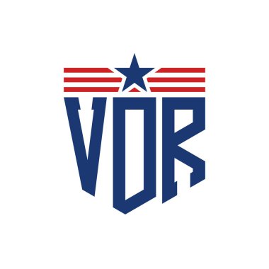 Yıldız ve Amerikan Bayrak Kayışlı VDR logosu. USA Flag ile VDR Logosu