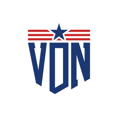 Yıldız ve Amerikan Bayrak Kayışlı VDN logosu. USA Flag ile VDN Logosu