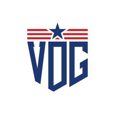 Yıldız ve Amerikan Bayrak Kayışlı VDG logosu. USA Flag ile VDG logosu