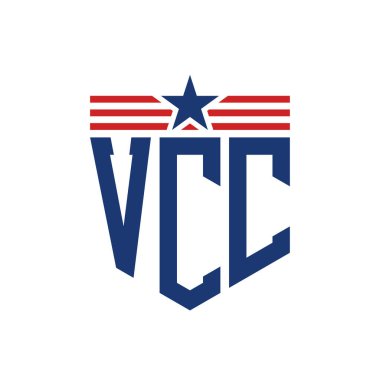 Star ve American Flag Straps 'li VCC logosu. ABD Bayrağı ile VCC Logosu