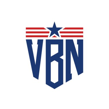 Yıldız ve Amerikan Bayrak Kayışlı VBN logosu. USA Flag ile VBN Logosu