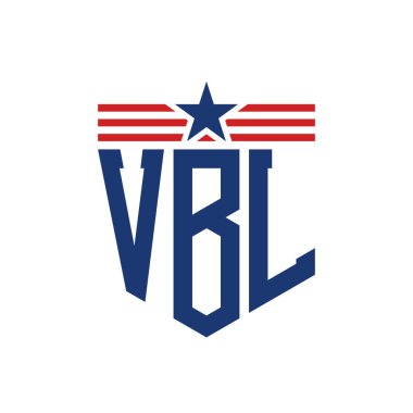 Yıldız ve Amerikan Bayrak Kayışlı VBL logosu. USA Flag ile VBL Logosu