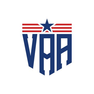 Star ve American Flag Straps 'li Vatansever VAA logosu. ABD Bayrağı ile VAA Logosu