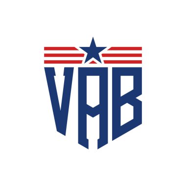 Yıldız ve Amerikan Bayrak Kayışlı VAB logosu. ABD Bayrağı ile VAB Logosu