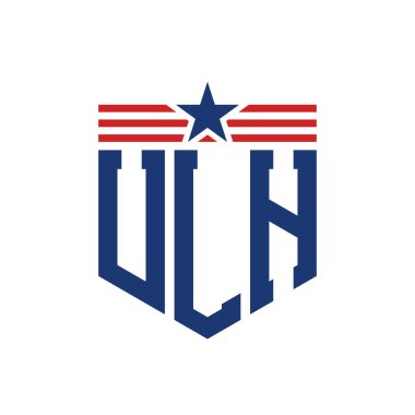 Yıldız ve Amerikan Bayrak Kayışlı Yurtsever ULH logosu. USA Flag ile ULH Logosu