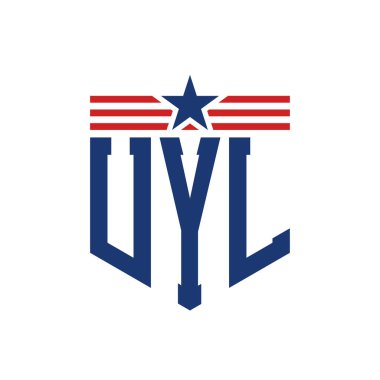 Yıldız ve Amerikan Bayrak Kayışlı Vatansever UYL logosu. USA Flag ile UYL logosu