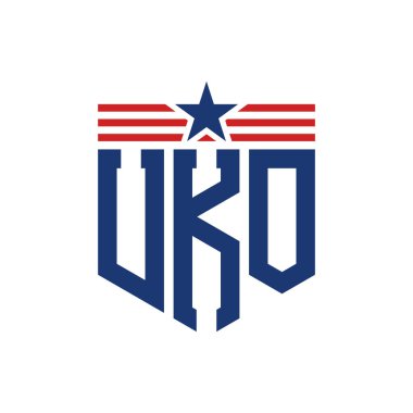 Yıldız ve Amerikan Bayrak Kayışlı Vatansever UKO logosu. USA Flag ile UKO Logosu