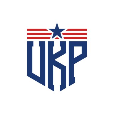 Yıldız ve Amerikan Bayrak Kayışlı Vatansever UKP logosu. ABD Bayrağı ile UKP Logosu