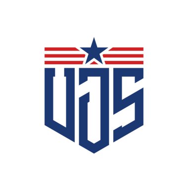 Yıldız ve Amerikan Bayrak Kayışlı Vatansever UJS logosu. ABD Bayrağı ile UJS Logosu