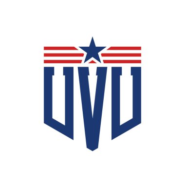 Yıldız ve Amerikan Bayrak Kayışlı Vatansever UVU logosu. ABD Bayrağı ile UVU Logosu