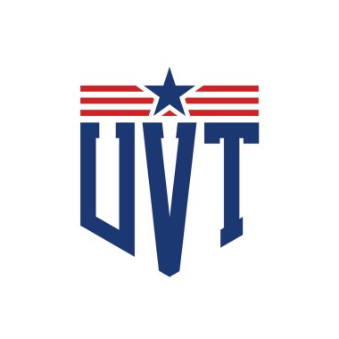 Yıldız ve Amerikan Bayrak Kayışlı Vatansever UVT logosu. USA Flag ile UVT Logosu