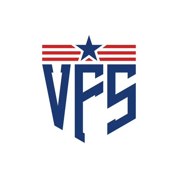 stock vector Patriotic VFS Logo with Star and American Flag Straps. Letter VFS Logo with USA Flag