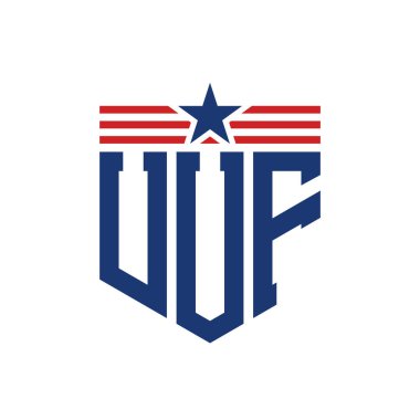 Yıldız ve Amerikan Bayrak Kayışlı Vatansever UUF logosu. ABD Bayrağı ile UUF Logosu