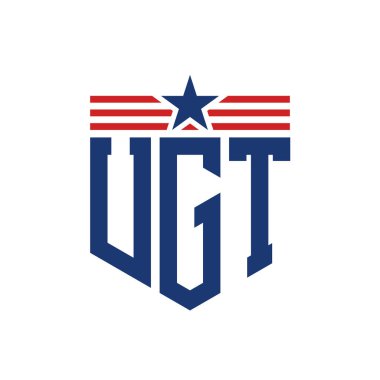 Yıldız ve Amerikan Bayrak Kayışlı Vatansever UGT logosu. USA Flag ile UGT Logosu