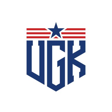 Yıldız ve Amerikan Bayrak Kayışlı Vatansever UGK logosu. USA Flag 'lı UGK Logosu