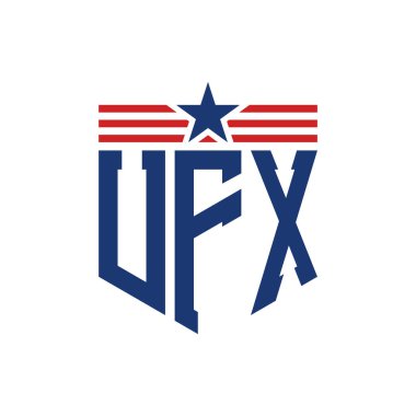 Yıldız ve Amerikan Bayrak Kayışlı Vatansever UFX logosu. USA Flag ile UFX Logosu