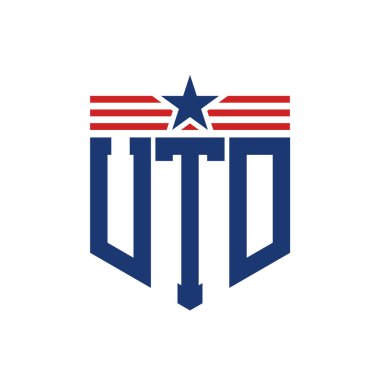 Yıldız ve Amerikan Bayrak Kayışlı Yurtsever UTD logosu. ABD Bayrağı ile UTD Logosu