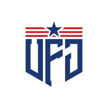 Yıldız ve Amerikan Bayrak Kayışlı Vatansever UFJ logosu. USA Flag ile UFJ Logosu