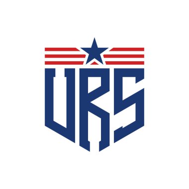 Yıldız ve Amerikan Bayrak Kayışlı Vatansever URS logosu. USA Flag 'lı URS Logosu