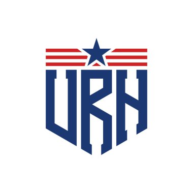 Yıldız ve Amerikan Bayrak Kayışlı Vatansever URH logosu. USA Flag ile URH Logosu