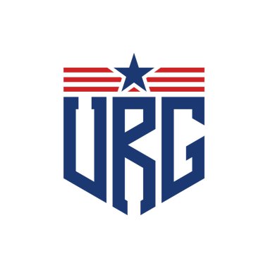 Yıldız ve Amerikan Bayrak Kayışlı Vatansever URG logosu. USA Flag 'lı URG Logosu