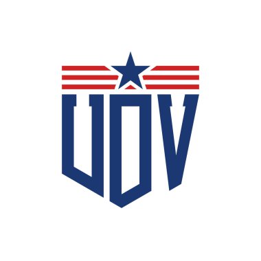 Yıldız ve Amerikan Bayrak Kayışlı Vatansever UDV logosu. ABD Bayrağı ile UDV logosu