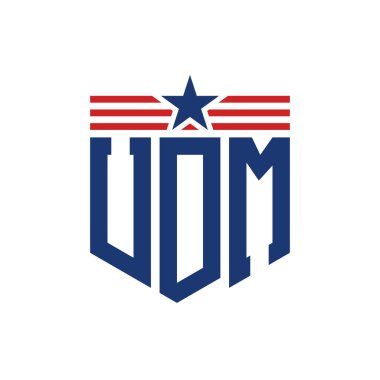 Yıldız ve Amerikan Bayrak Kayışlı Vatansever UDM logosu. USA Flag ile UDM Logosu